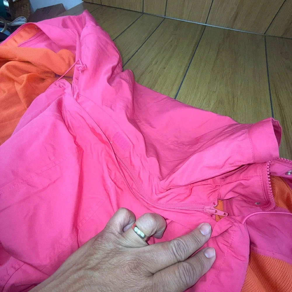 J.Jill Hot Pink Tall‎ Hooded Lightweight Snap Front Jacket Women's Size L